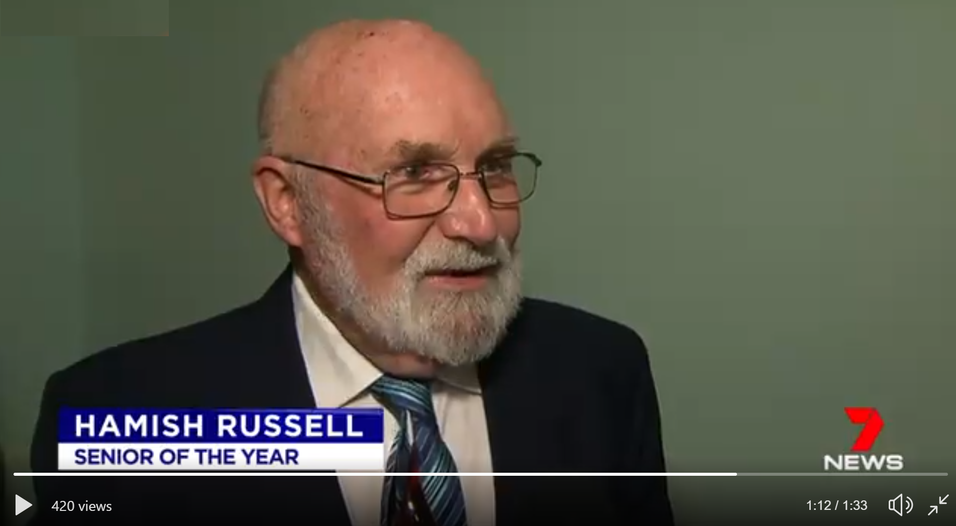 Hamish Russell, Community Advisory Committee member awarded Victorian Senior of the Year 2018